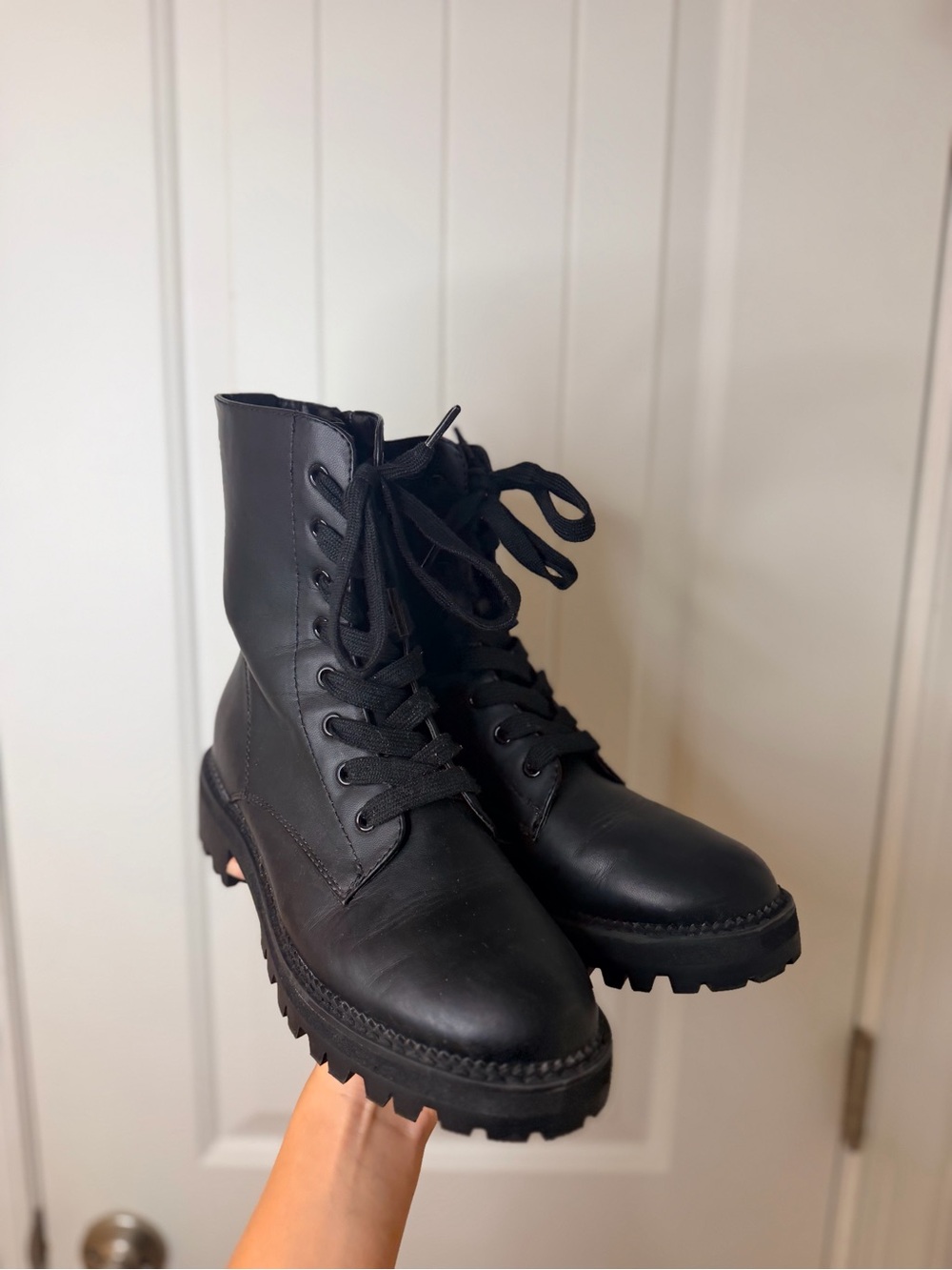 A new day black combat boots for women